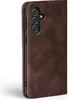 A brown flip case for a smartphone, shown from the side. Produktbild-Vorschau