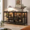 Vitrine mit Beleuchtung 3 Farbe, Glas-Sideboard mit 4 Produktbild-Vorschau 1