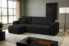 A modern living room with a black sectional sofa, a coffee table, and a floor lamp. Voir les images du produit
