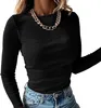 ASKSA Damen Gerippt Langarmshirt Slim Fit Langarm Oberteile Produktbild-Vorschau 2