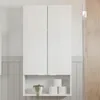 A white cabinet with two doors and an open shelf below, containing toilet paper rolls and a small potted plant. Produktbild-Vorschau