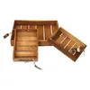 3 teiliges Serviertablett Set 39x29x5cm - Teakholz Produktbild-Vorschau 2