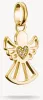 A gold angel charm with a heart in the center, set against a white background. Produktbild-Vorschau