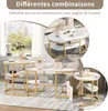 A collage of images showing nesting coffee tables with a marble-like top and gold metal frames, arranged in different configurations. Produktbild-Vorschau