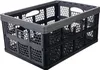 A black and gray foldable storage crate is shown against a white background. Produktbild-Vorschau