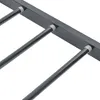 A close-up view of a dark gray metal bed frame with three parallel bars extending diagonally. Produktbild-Vorschau
