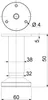 Technical drawing of a furniture leg with dimensions. Produktbild-Vorschau