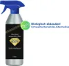 A silver spray bottle with a blue trigger and a black label, shown against a white background. The label features text and a diamond-shaped logo. A green leaf icon and German text are present to the right of the bottle. Náhled obrázku produktu
