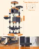 A diagram of a cat tree with dimensions and features labeled. Náhled obrázku produktu