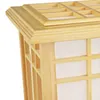 A close-up view of the top corner of a wooden lamp with a grid pattern. Náhled obrázku produktu