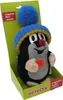 A plush toy mole wearing a blue and yellow hat, presented in its retail packaging. Produktbild-Vorschau