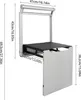 A wall-mounted folding stool with dimensions indicated by measurement lines. Podgląd zdjęcia produktu
