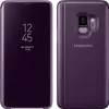 A split image showing the front and back of a purple Samsung Galaxy S9 phone case. Produktbild-Vorschau