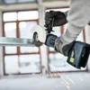 A person wearing gloves is using a cordless angle grinder to cut a metal bar, with sparks flying. Produktbild-Vorschau
