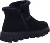 A black winter boot with a thick sole and fur lining. Voir les images du produit