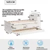 A diagram showing the dimensions of a white bed frame with a pull-out trundle. Produktbild-Vorschau