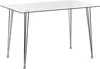 A rectangular glass-top dining table with silver hairpin legs is shown against a white background. Náhled obrázku produktu