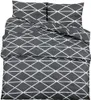 A neatly folded bedding set with a geometric pattern. Produktbild-Vorschau