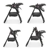 Four different views of a black high chair with rose gold accents. Produktbild-Vorschau