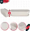A white ceramic planter with a matching saucer is shown from a side angle, with a red circle indicating a measurement of 8 cm. Produktbild-Vorschau