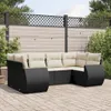 6-tlg. Garten-Sofagarnitur mit Kissen Schwarz Poly Rattan Produktbild-Vorschau 2