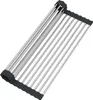 A roll-up dish drying rack made of metal rods and black plastic ends, shown against a white background. Podgląd zdjęcia produktu
