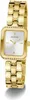 A close-up studio shot of a gold Guess women's watch with a white face and diamond accents on the bezel and bracelet. Anteprima dell’immagine prodotto