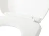 A close-up view of the hinge mechanism of a white toilet seat. Náhľad obrázku produktu