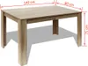 A wooden dining table with dimensions indicated by red lines and text. Anteprima dell’immagine prodotto