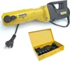 A yellow and black Rems Power-Press SE tool and its accessory case are displayed against a white background. Produktbild-Vorschau