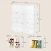 A white modular shoe rack with dimensions indicated by measurement lines and numbers. Produktbild-Vorschau