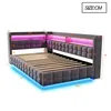 A diagram of a bed with dimensions and LED lighting. Produktbild-Vorschau