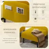 Collage showing a yellow armchair with side pockets and a yellow ottoman with a blanket. Produktbild-Vorschau