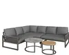 A grey sectional outdoor sofa set with two coffee tables on a white background. Náhled obrázku produktu