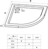A diagram showing the dimensions of a shower tray and a table with size options. Anteprima dell’immagine prodotto