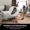A person is using a cordless vacuum cleaner under a sofa. A close-up inset shows the flexible joint of the vacuum cleaner. Anteprima dell’immagine prodotto