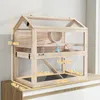 PawHut Hamsterkäfig aus Holz 3 Etagen 76 x 45,5 x 77 cm Produktbild-Vorschau 3