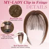 Clip-in pony van echt haar, dunne, donkerbruine pony, 10 Productafbeelding-voorbeeld 3
