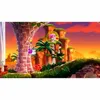 A video game scene with characters in a vibrant, tropical-like environment during sunset. Produktbild-Vorschau