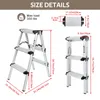 Diagram showing the dimensions and load capacity of a folding ladder. Produktbild-Vorschau