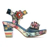 Laura Vita Damen Sandalette Leder Blüte Blockabsatz Produktbild-Vorschau 2