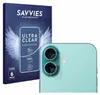 A product box for screen protectors and a close-up of a phone's camera lenses with screen protectors applied. Produktbild-Vorschau