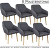 A set of six dark gray upholstered dining chairs with wooden legs, arranged in two rows of three. Produktbild-Vorschau