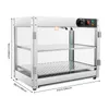 A commercial food warming display case with two shelves, glass doors, and a light. Náhled obrázku produktu