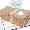 40 Stück Jute Bestecktaschen Spitze Besteck Sackleinen Produktbild-Vorschau 3