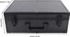 A black makeup case is shown from the front with dimensions indicated by lines and text. Produktbild-Vorschau