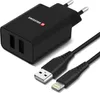 Dual 2.1A USB-Netzladegerät mit Smart IC + Lightning Kabel, Produktbild-Vorschau 1