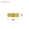 A brass hinge with dimensions indicated by measurement lines and numbers. Produktbild-Vorschau