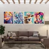 A living room scene with four framed diamond paintings displayed above a sofa. Produktbild-Vorschau