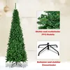 A tall, slender artificial Christmas tree with a stand and a close-up of its branches with lights. Voir les images du produit